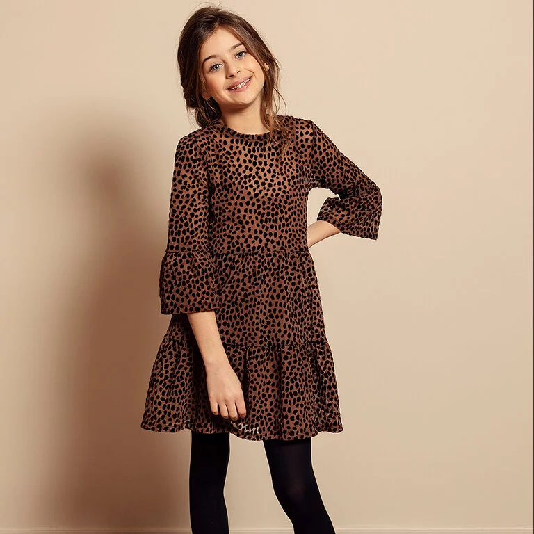 Jurk mesh flock (cacao)