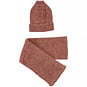 Nono Set sjaal en beanie (met gat voor paardenstaart) chenille Raya (vintage ruby)