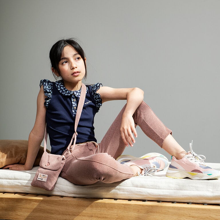 Shirt Kami rib met kraagje en kapmouwtje (navy blazer)