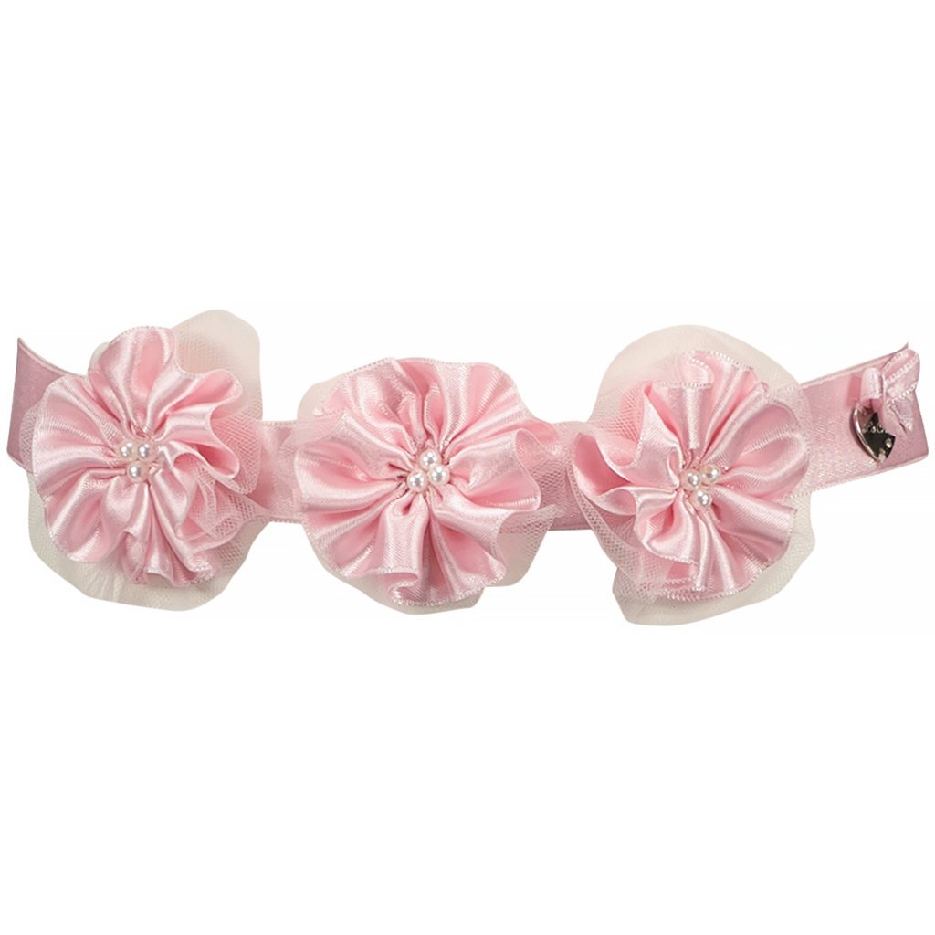 Haarbandje en riem in-1 Riti satin & flowers (pink mist)