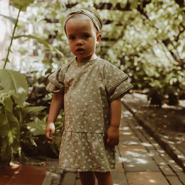 Jurk Juna | Broderie (slate green)