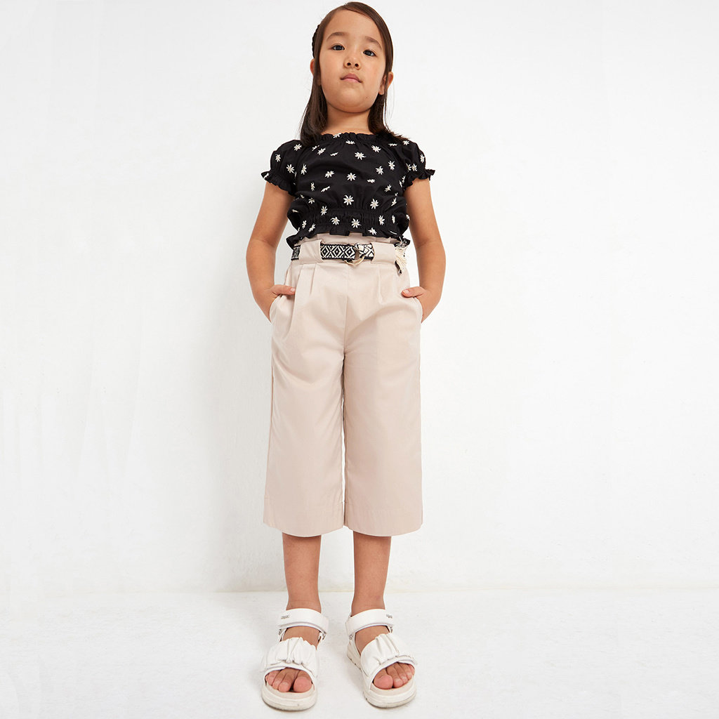 Broek culotte met riem (almond)