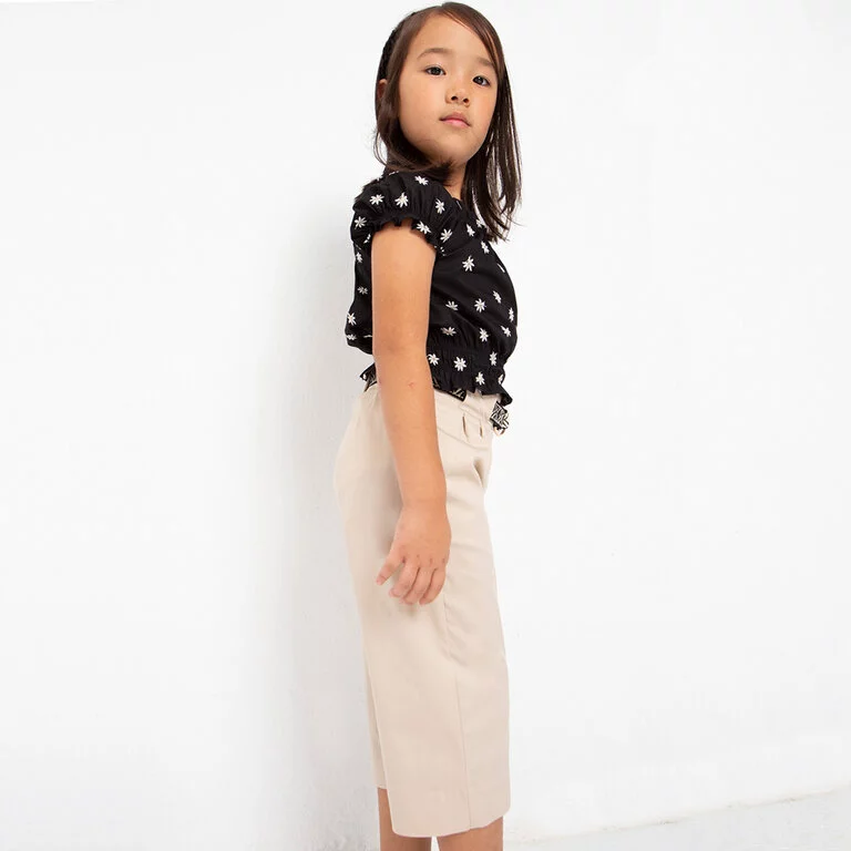 Broek culotte met riem (almond)