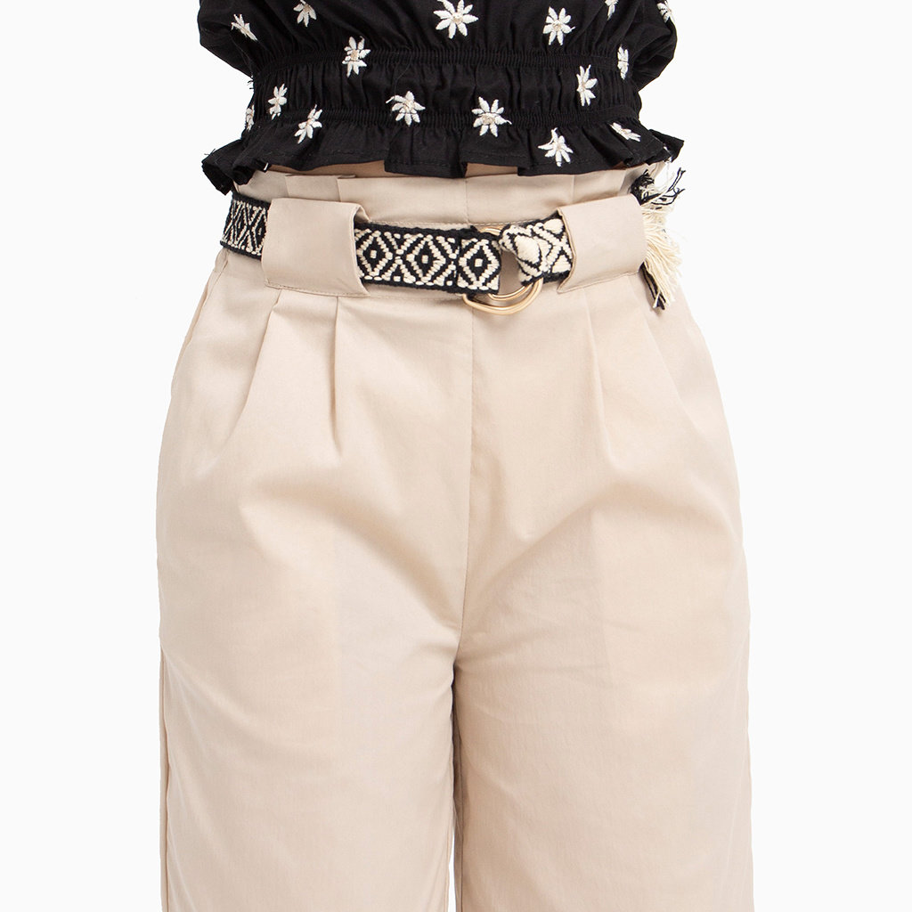 Broek culotte met riem (almond)