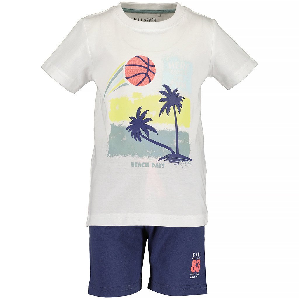 Set t-shirt met korte broek Beach Days (white)