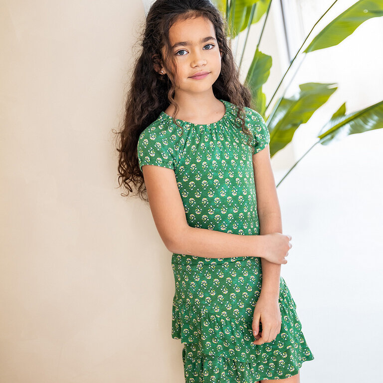 Jurk crepe (green flower)