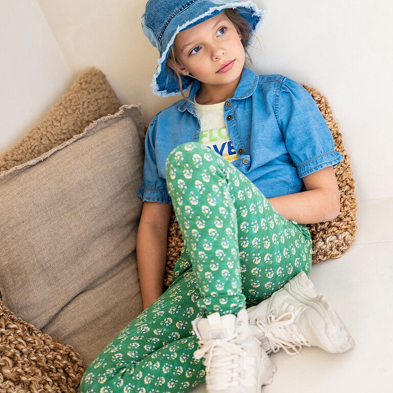 Broek crepe (green flower)