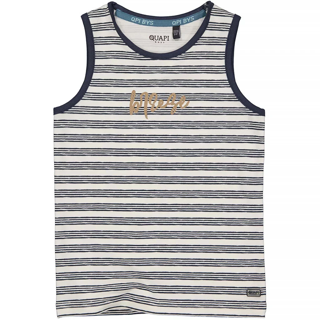 Mouwloos shirt Troy (off white stripe)