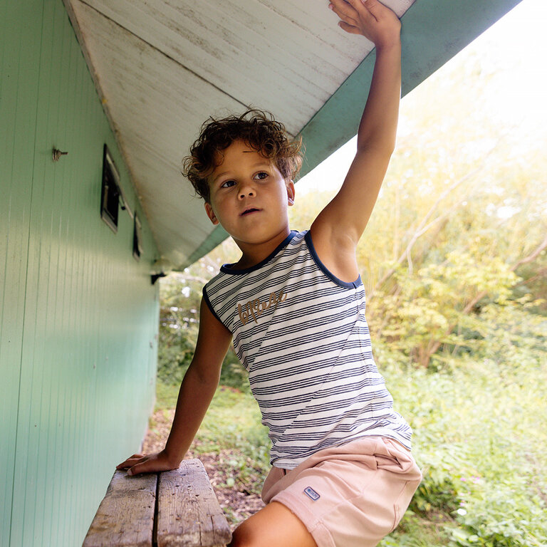 Mouwloos shirt Troy (off white stripe)