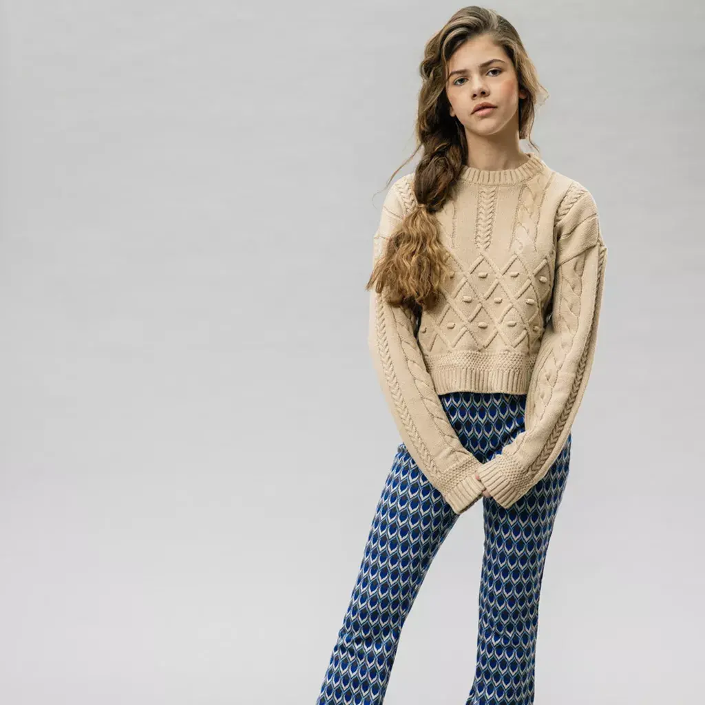 Gebreide cropped trui (beige)