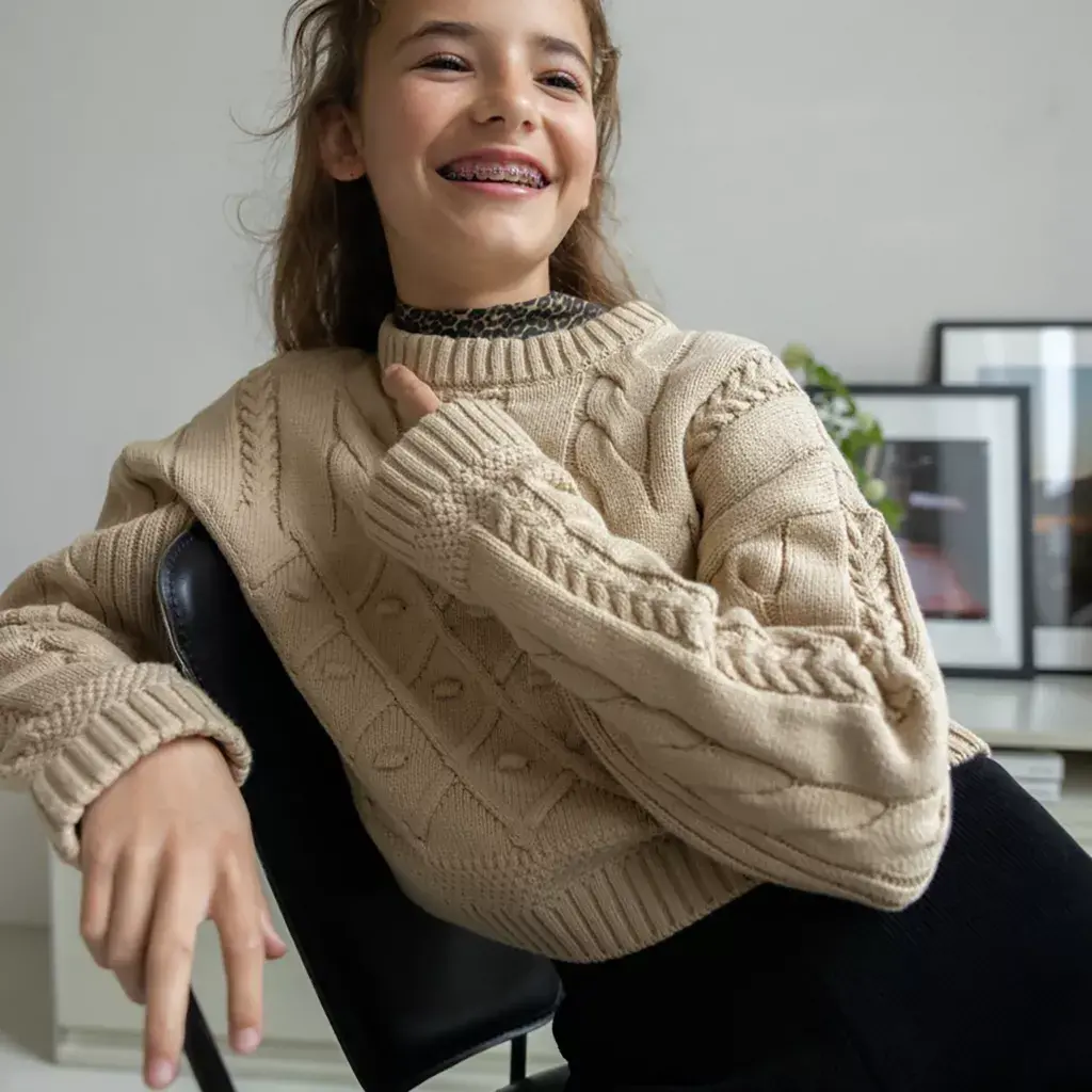 Gebreide cropped trui (beige)