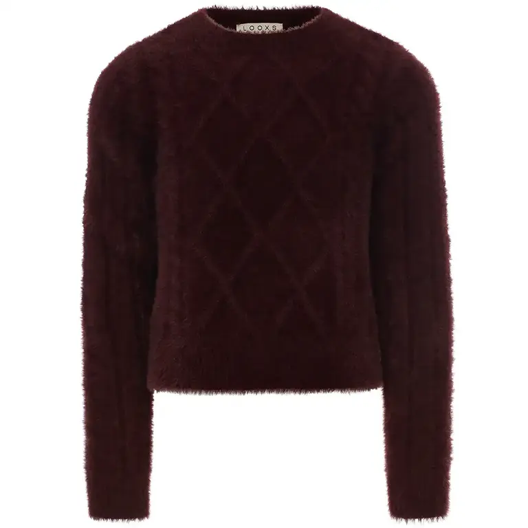 Gebreide kabel trui (wine)