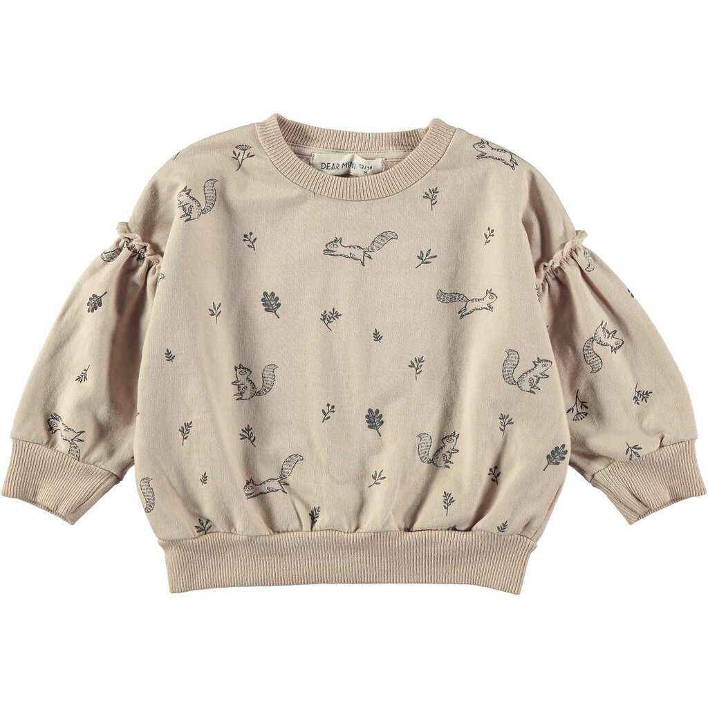 Trui Squirrels and flowers (beige)