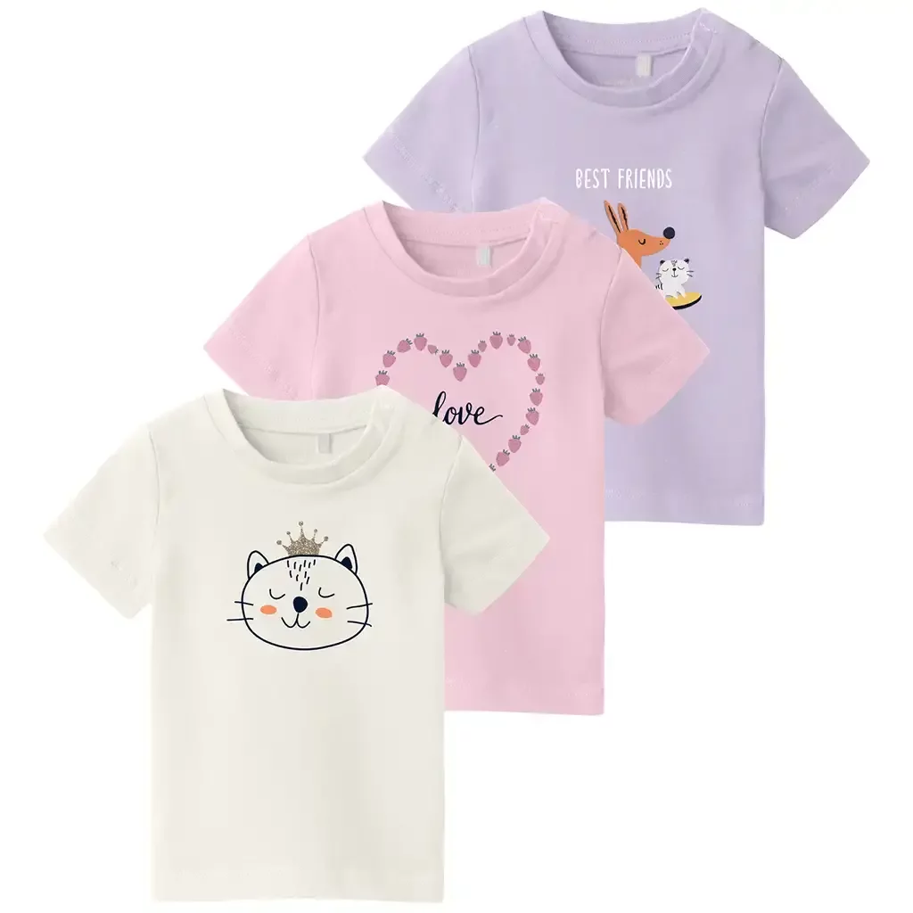Drie t-shirts Vubie (jet stream/pink/purple)