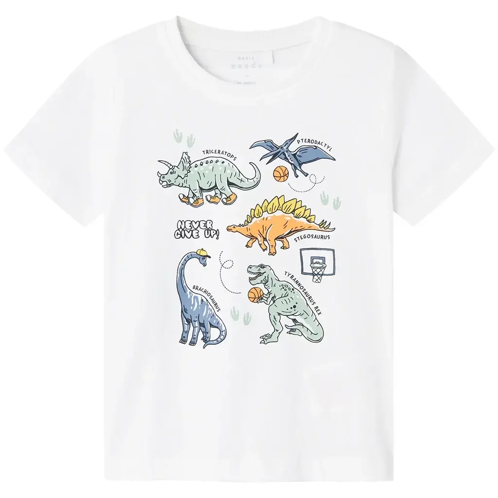 T-shirt Victor (bright white dinosaurs)