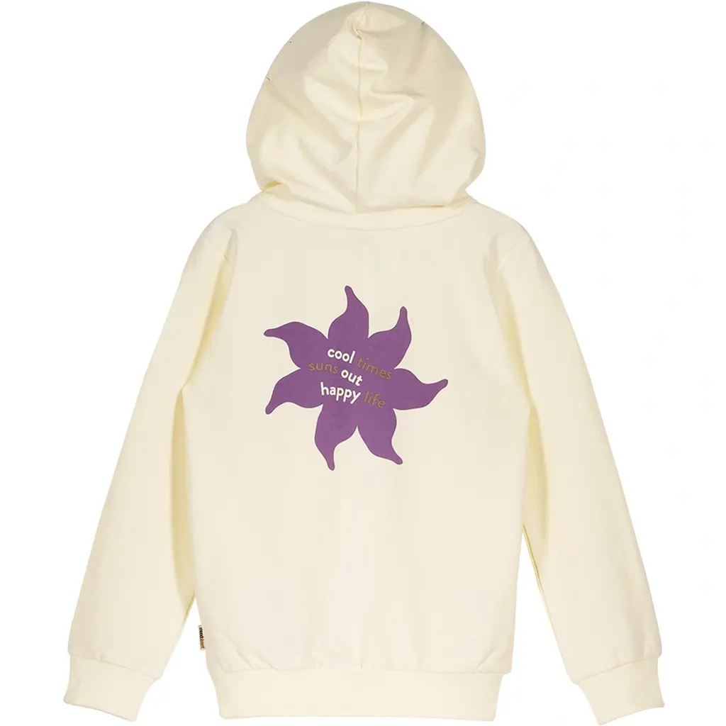 Trui hoodie back print (warm white)