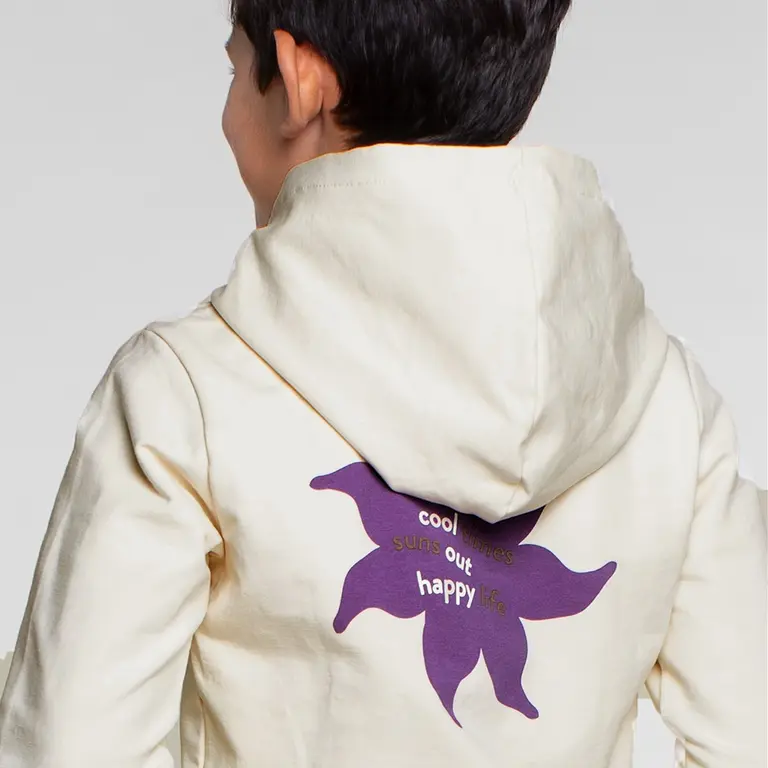 Trui hoodie back print (warm white)