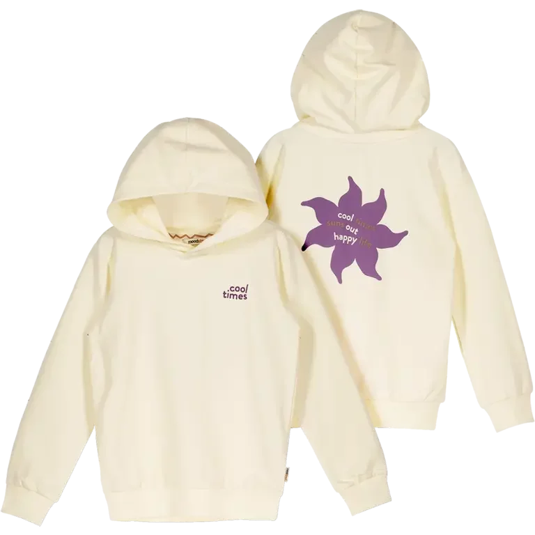 Trui hoodie back print (warm white)