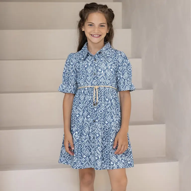 Jurkje puffy (denim ikat)