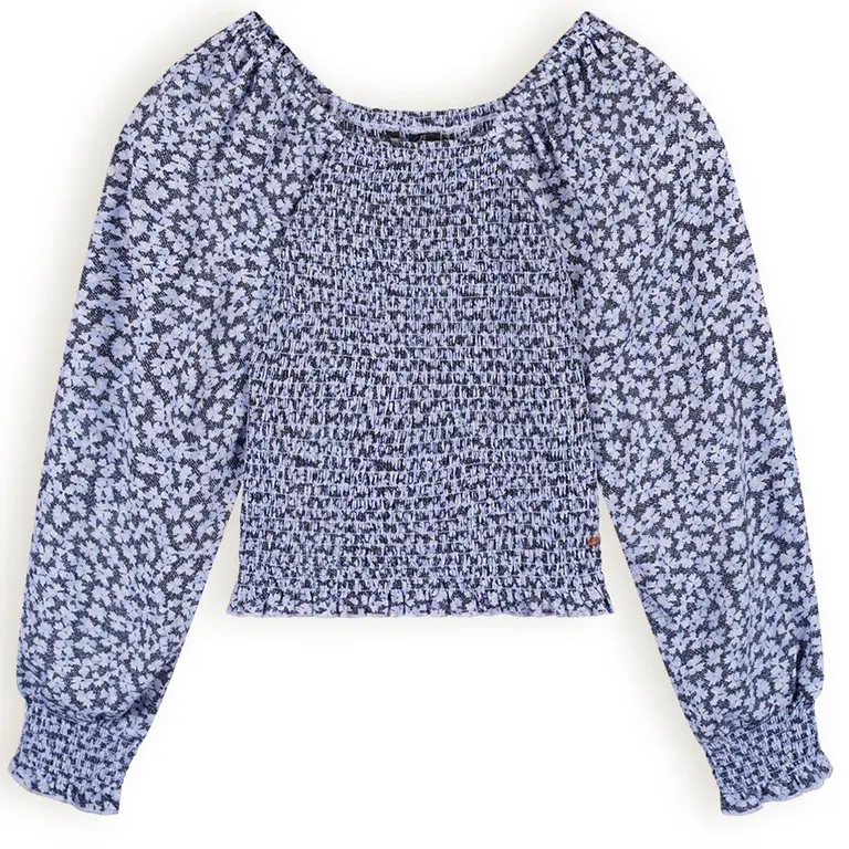 Blouse Tessa smocked denim (satin blue)