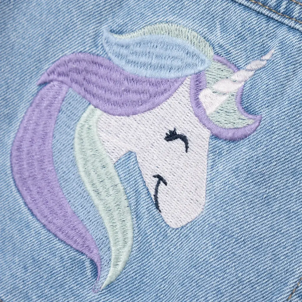 Spijkerjasje met unicorn Conny (light blue denim)