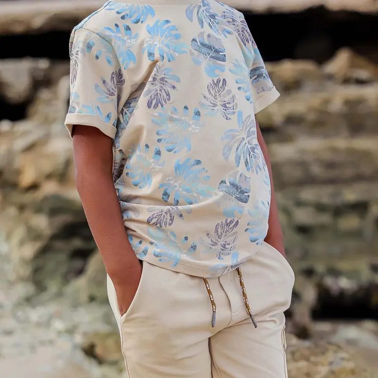 T-shirt Benico (aop sand leaves)