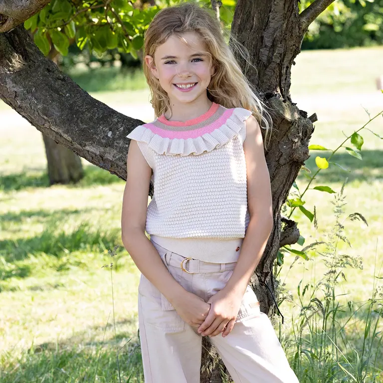 Gebreide top Key (pearled ivory)