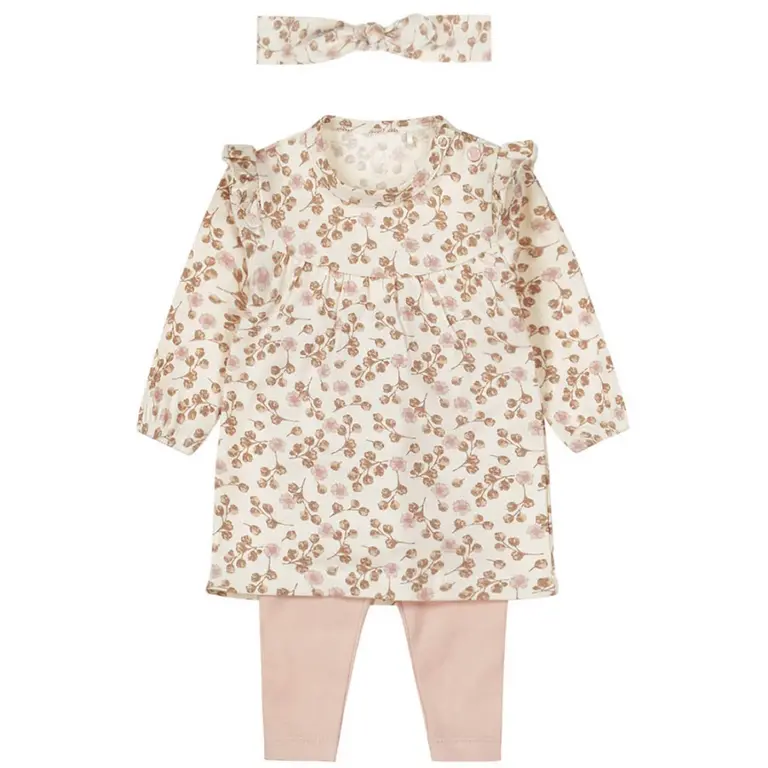 Set jurkje, legging, haarbandje (off-white)