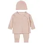 Dirkje Set overslag longsleeve met broekje en mutsje (light dusty pink)