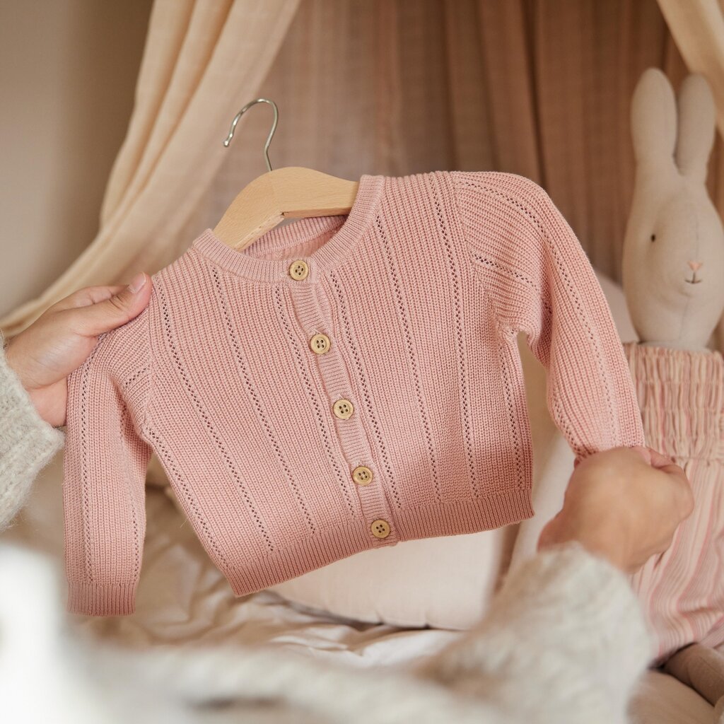 Gebreid baby vestje (dusty pink)