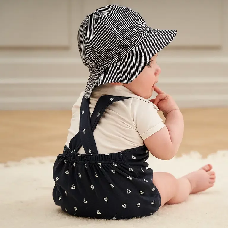 Romper sailboat (night blue/balsam cream)