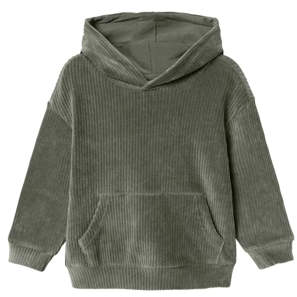 Trui corduroy hoodie Nelur (tea leaf)