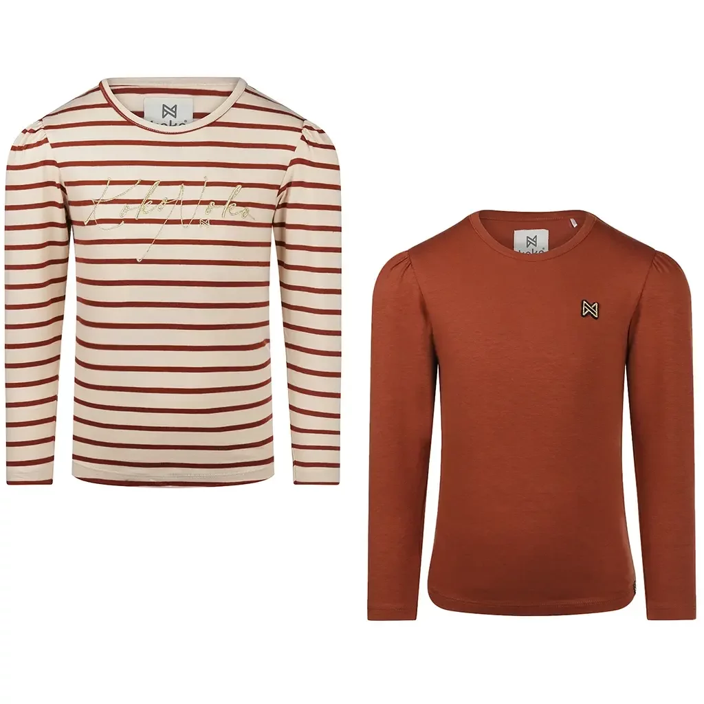 Twee longsleeves (cognac)