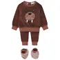 Dirkje Tweedelig fleece setje met slofjes Arctic (brown)