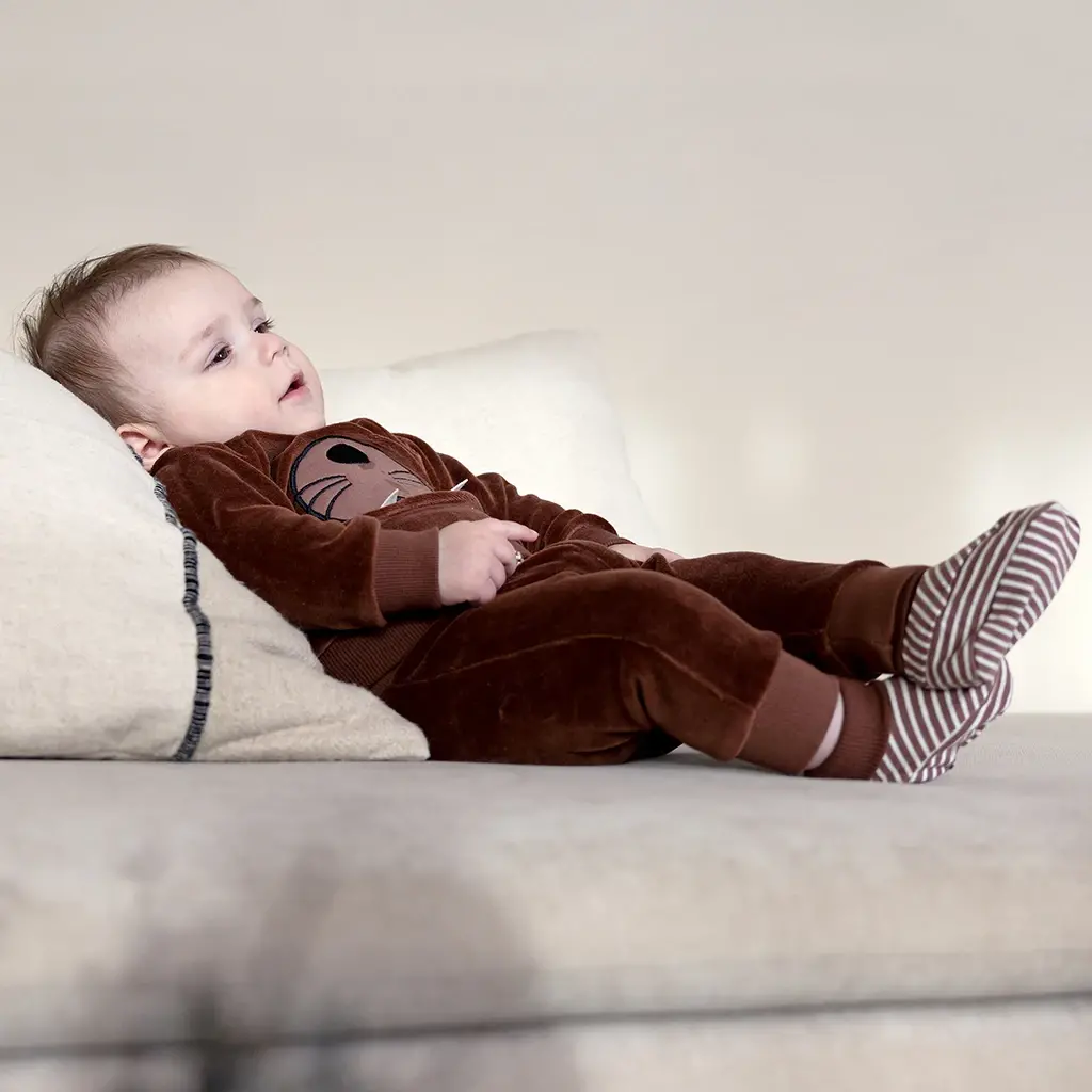 Tweedelig fleece setje met slofjes Arctic (brown)