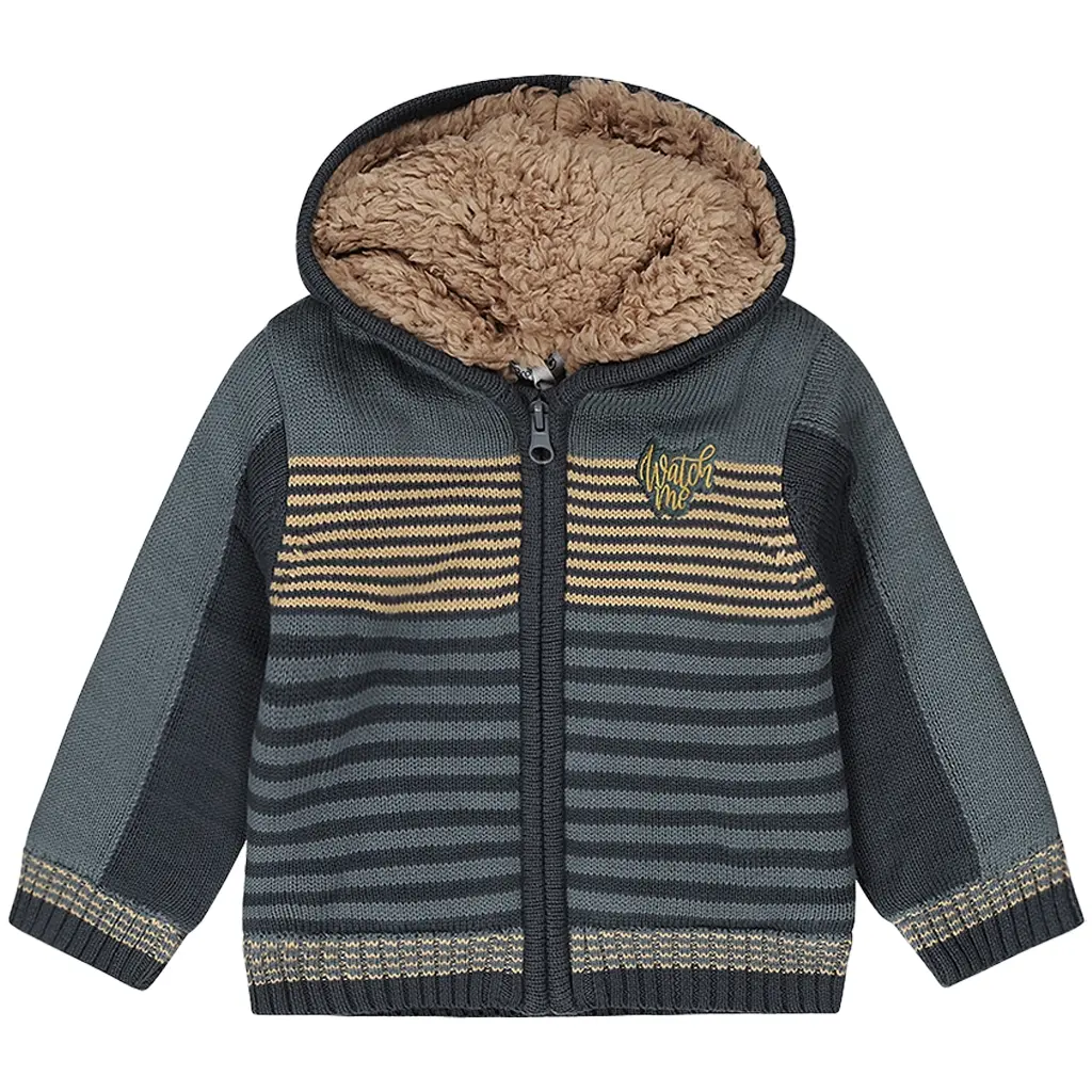 Gebreid vestje teddy Monkey (steel blue)