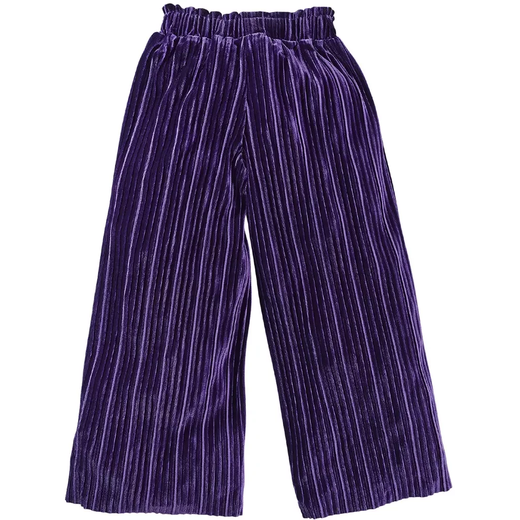 Broek WIDE LEG velvet plisse Ceylin (acai)