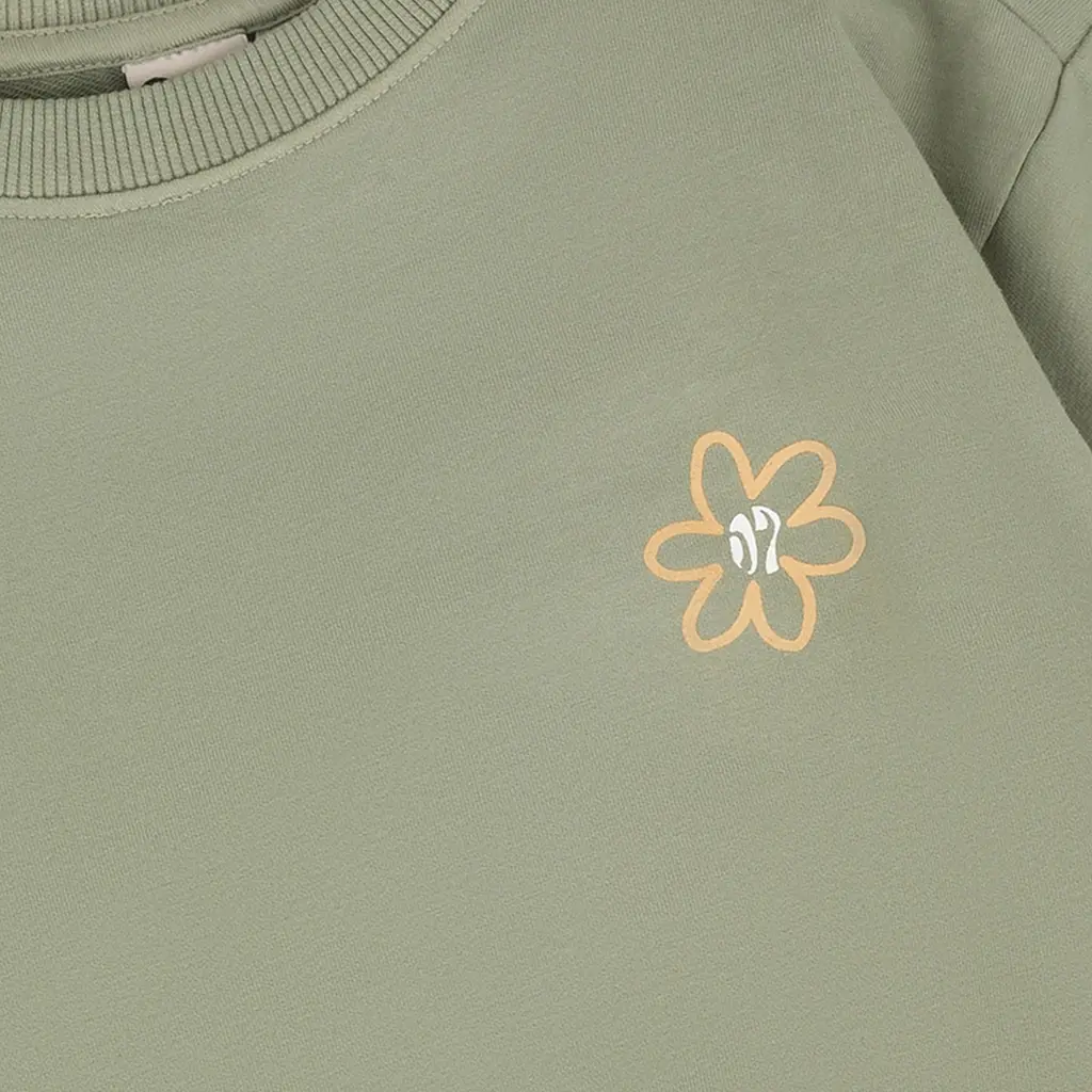 Trui Big Flower oversized (light army)