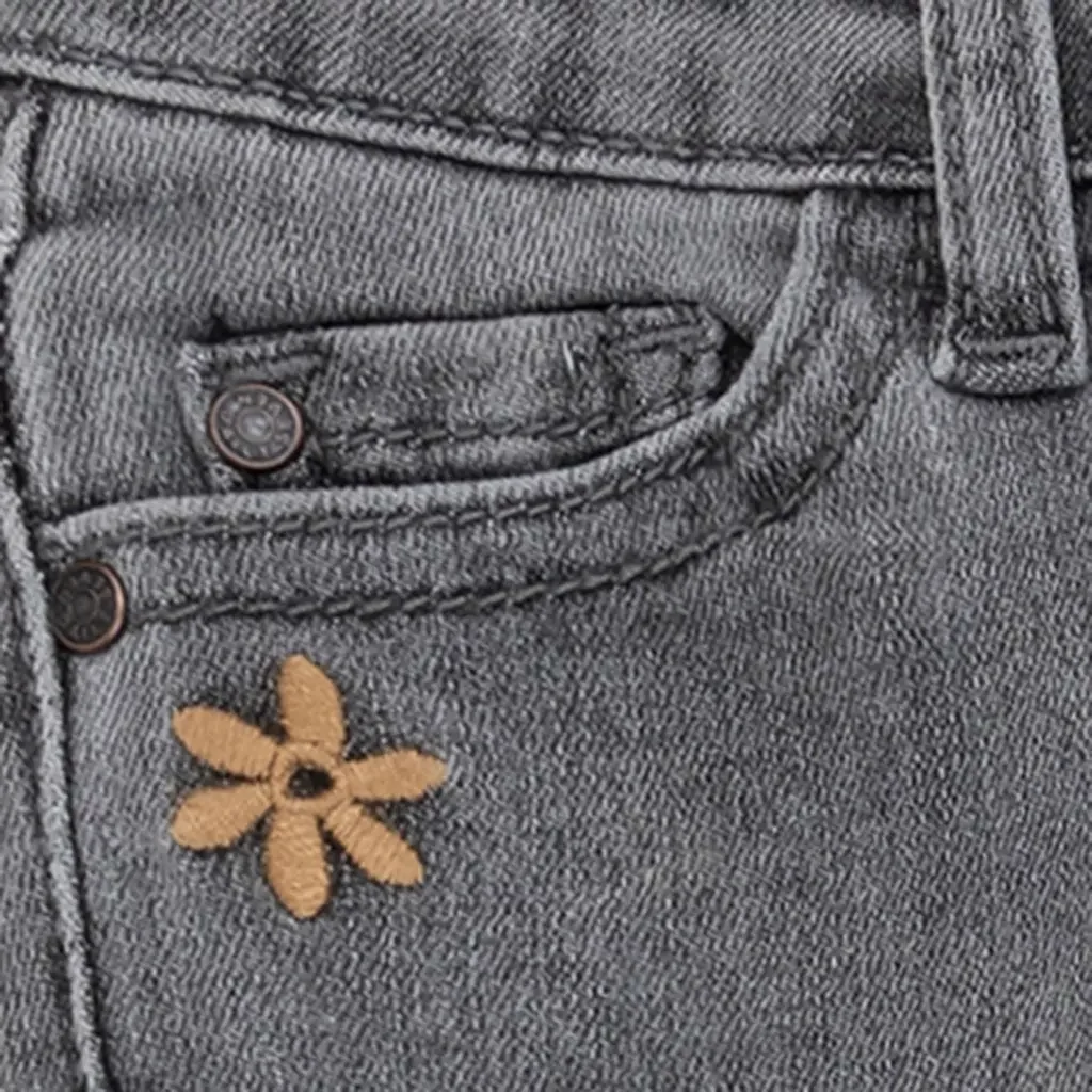 Broek Flower flared (used grey denim)