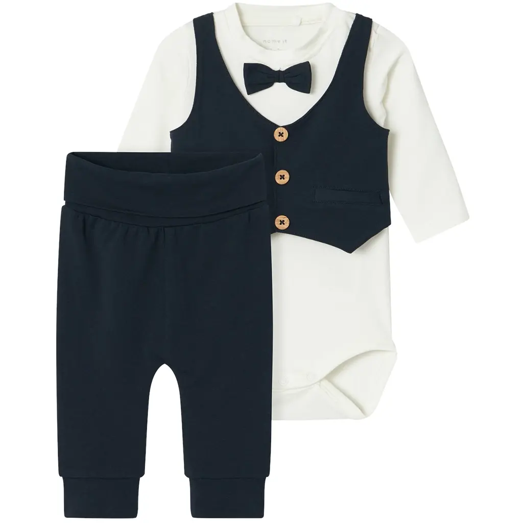 Set romper, gilet,strikje, broekje Adam (dark sapphire)