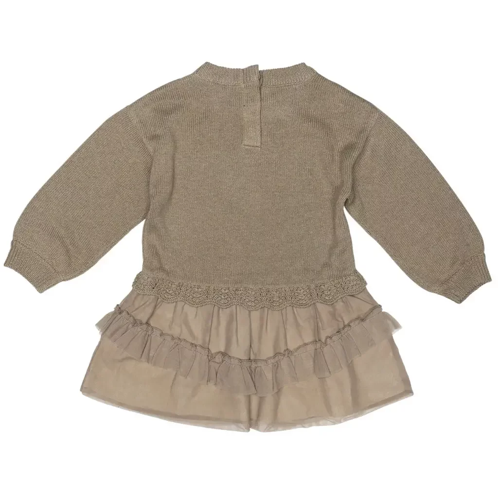 Jurk met gebreide top London (taupe) )