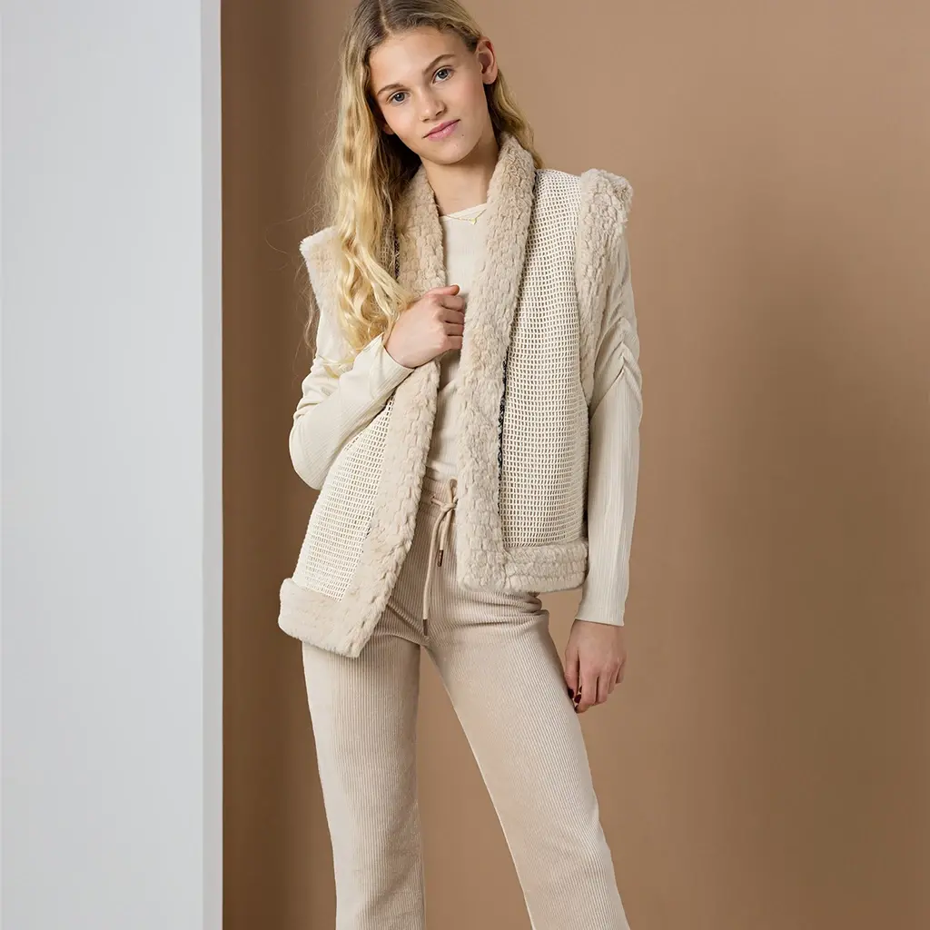 Broek Sady flared velvet (pearled ivory)