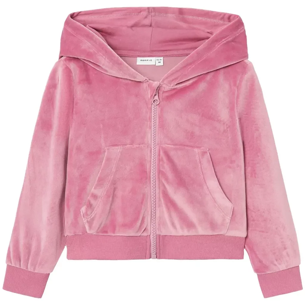 Vestje hoodie fluweel Stephanie (mauve orchid)