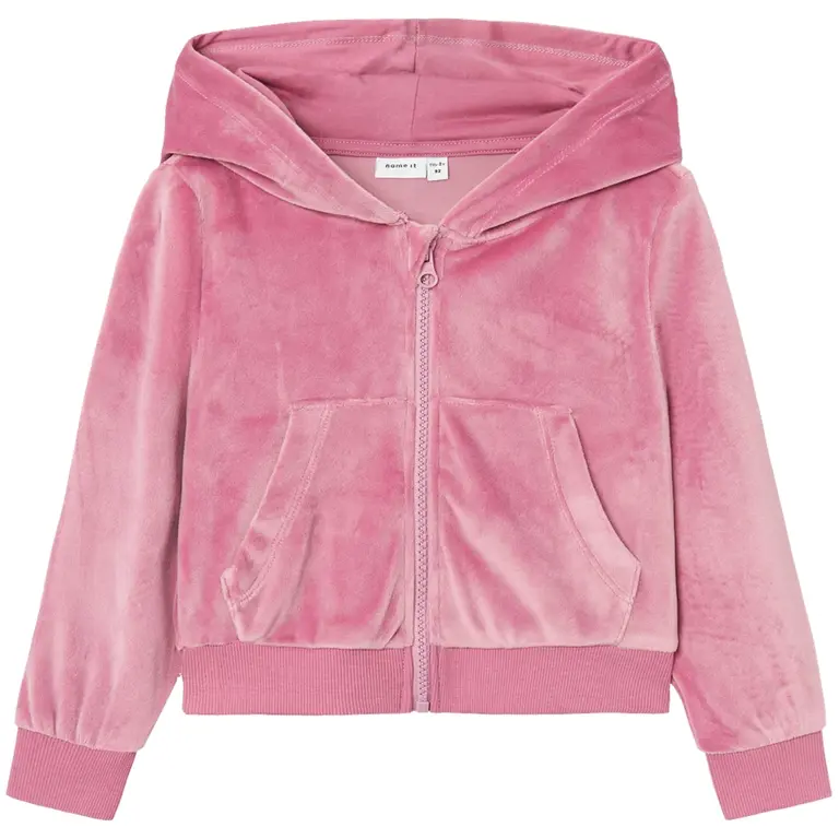 Vestje hoodie fluweel Stephanie (mauve orchid)