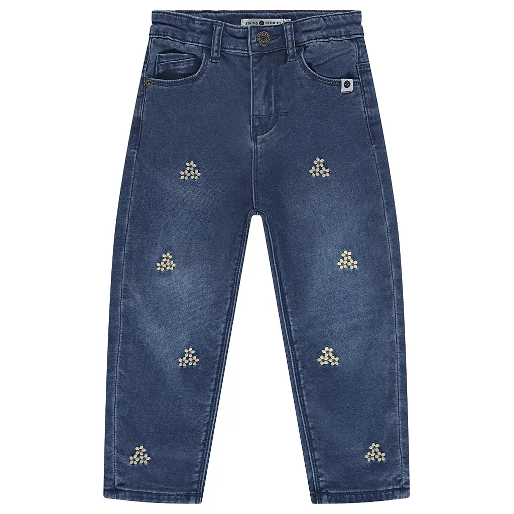 Spijkerbroek embroidered (denim blue)