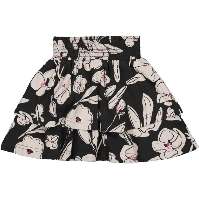 Rokje Plona (aop black flower)