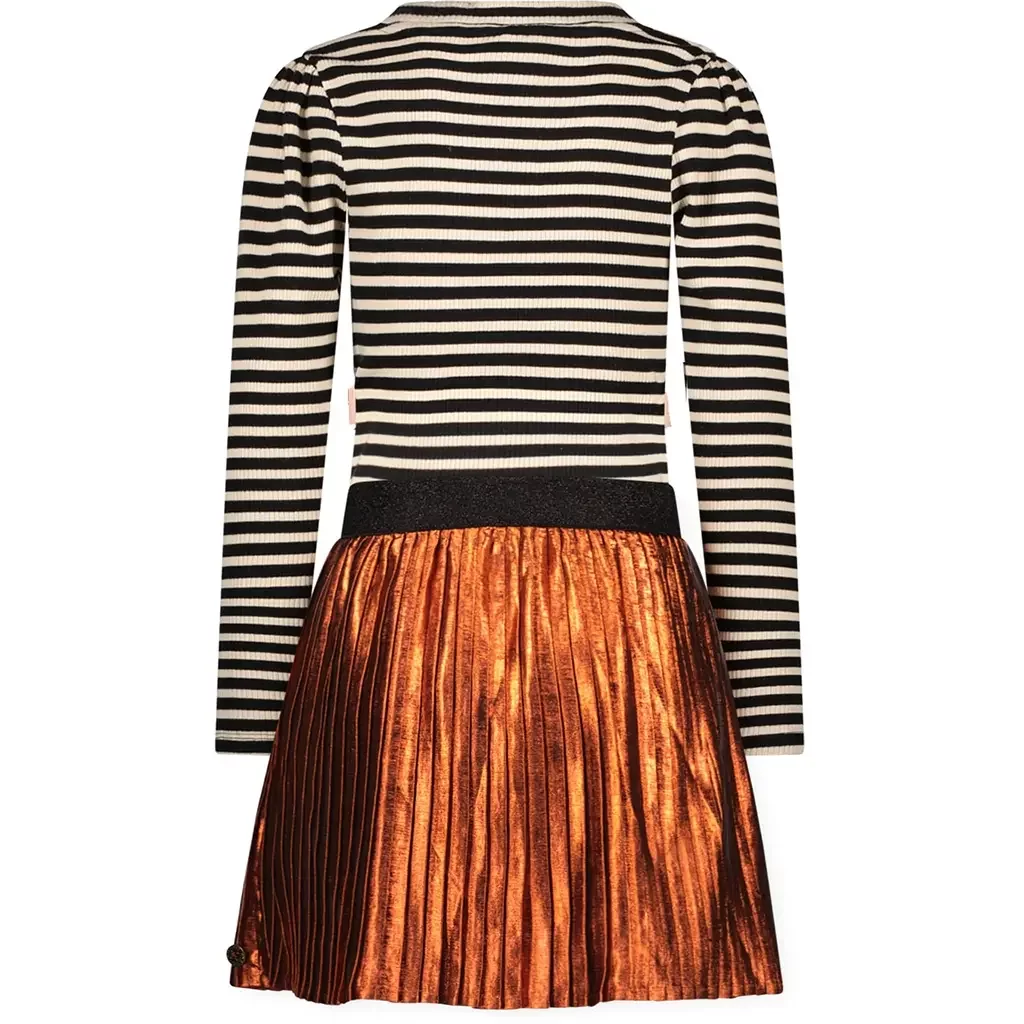 Jurk rib/glitter plissé Mira (classy stripe)