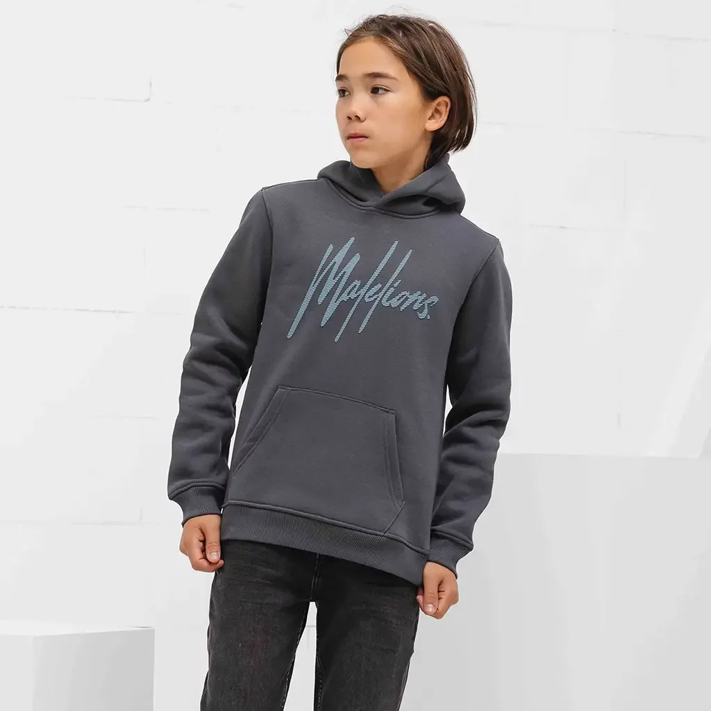 Trui hoodie (dark grey/ice blue)