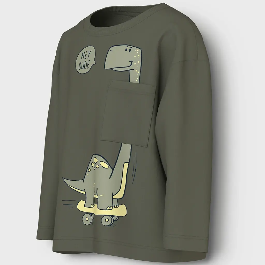 Longsleeve Vilian (dusty olive brontosaurus)