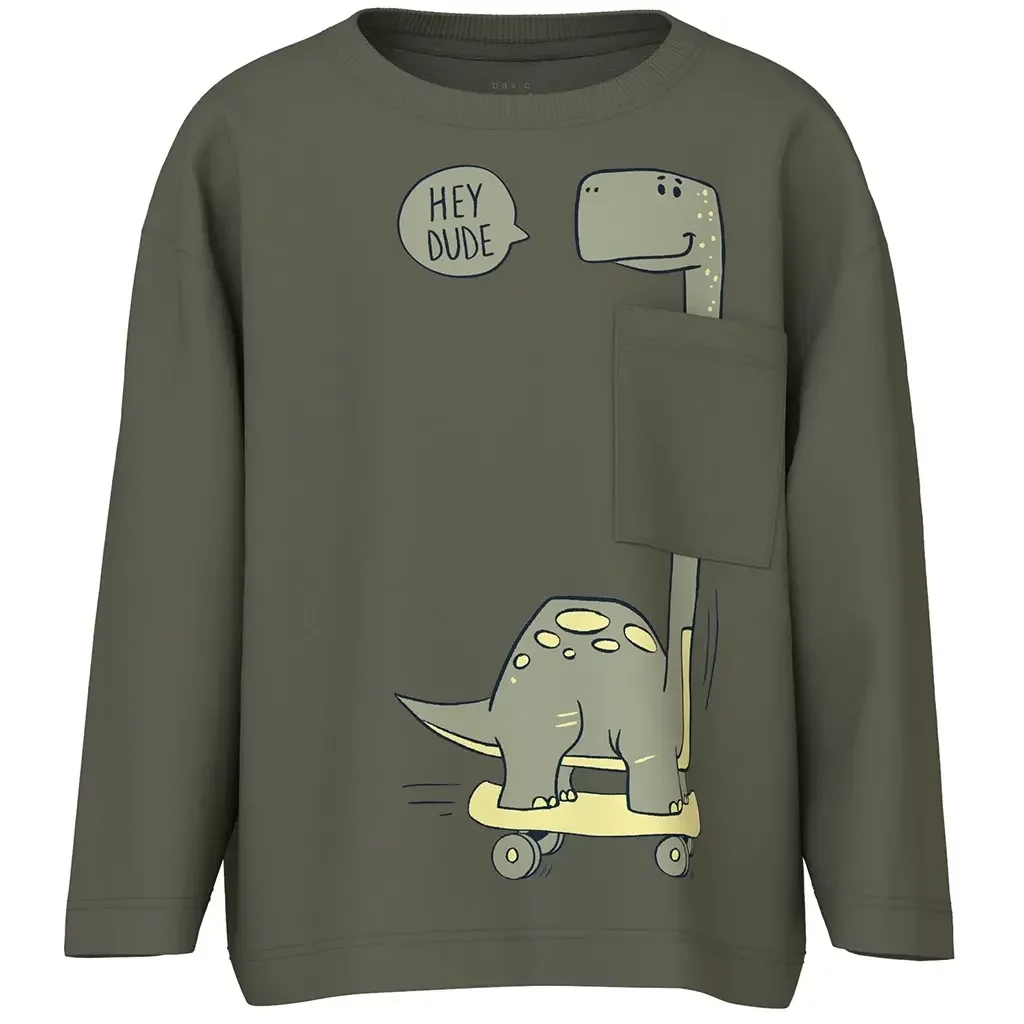 Longsleeve Vilian (dusty olive brontosaurus)